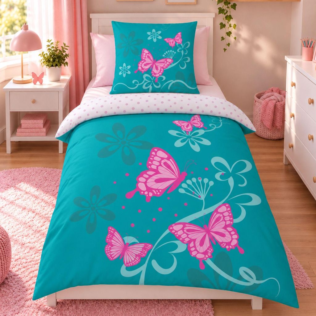 Bettwäsche Butterfly 135x200 80x80 cm aus 100% Baumwolle Produktbild 