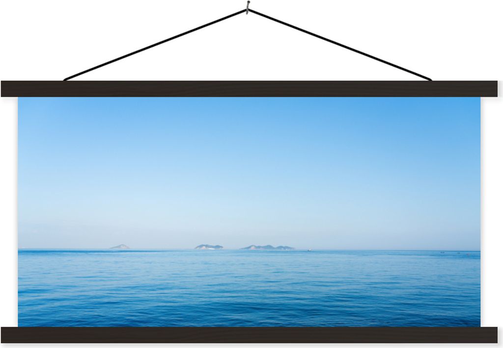 MuchoWow Textilposter Meer - Horizont - Blau 90x45 cm mit schwarzem Rahmen - Klemmleisten