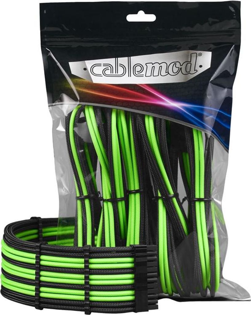 CableMod PRO ModMesh Kabelverlängerungskit - schwarz/hellgrün