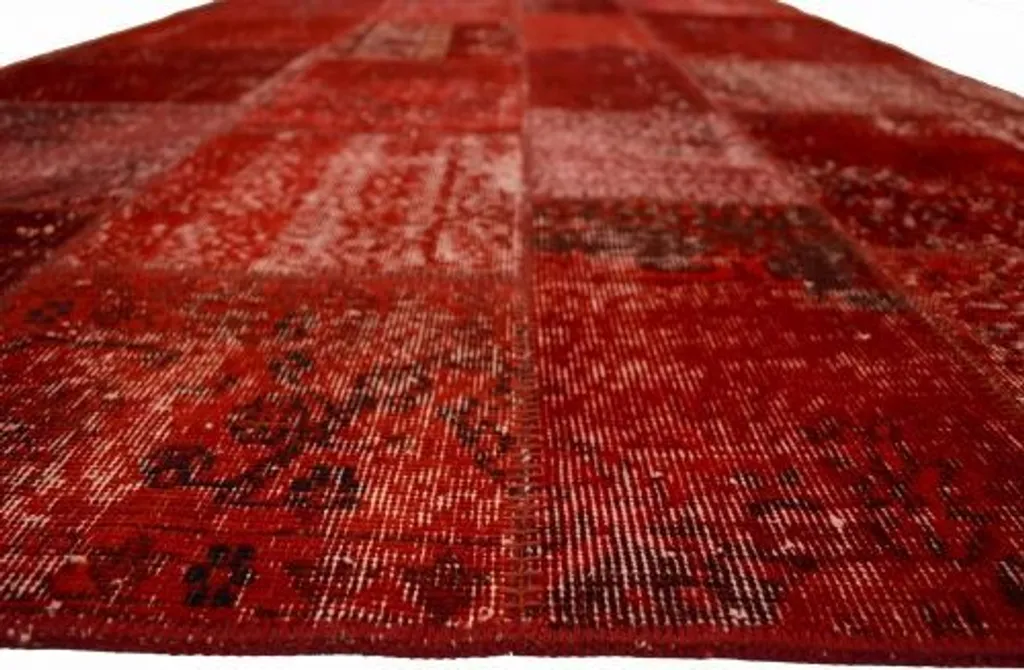 Patchwork rouge 140x200 cm - Parure de lit style bohème et chic