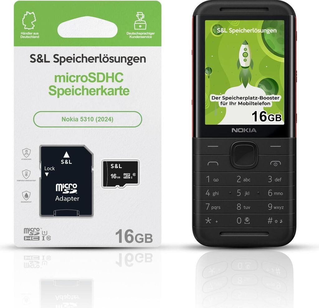 microSD Speicherkarte S&L für Nokia 5310 (2024) - Speicherkapazität: 16 GB