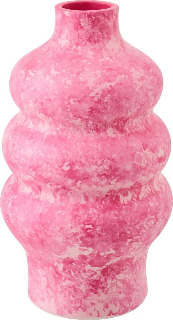 Vase en céramique J-Line rose et blanc design petit modèle artisanal
