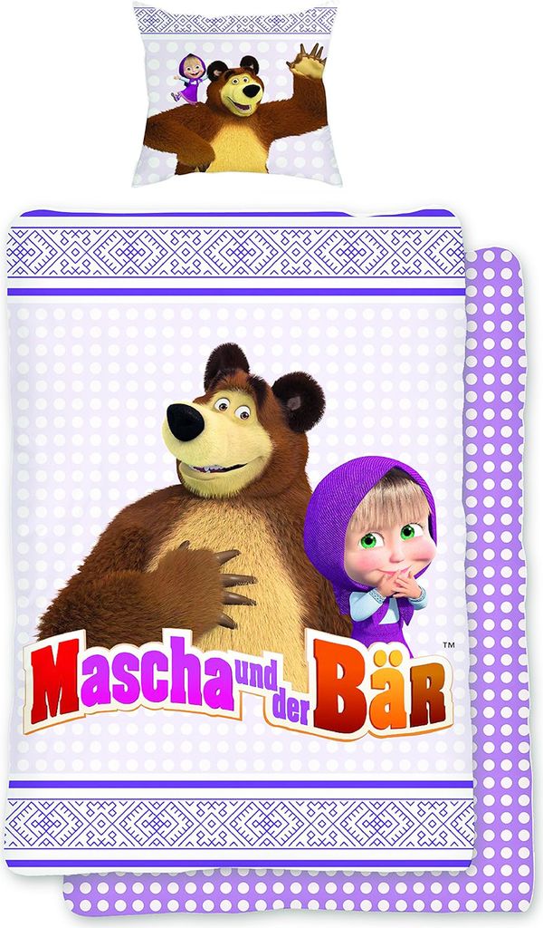 Mascha und der Bär Freunde Bettwäsche Linon / Renforcé Produktbild 