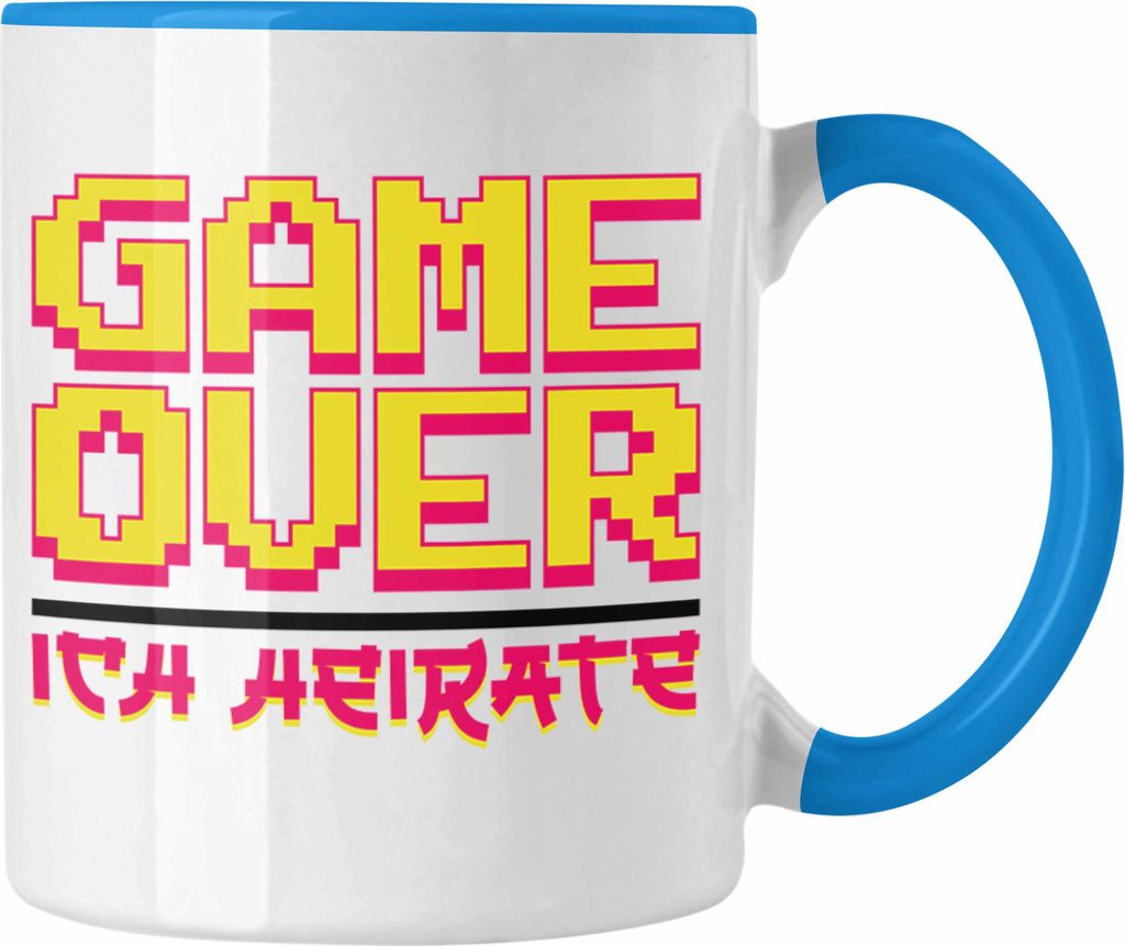 Trendation - Game Over Ich Heirate Gaming Style Anime Tasse Geschenkidee Hochzeit (Blau)