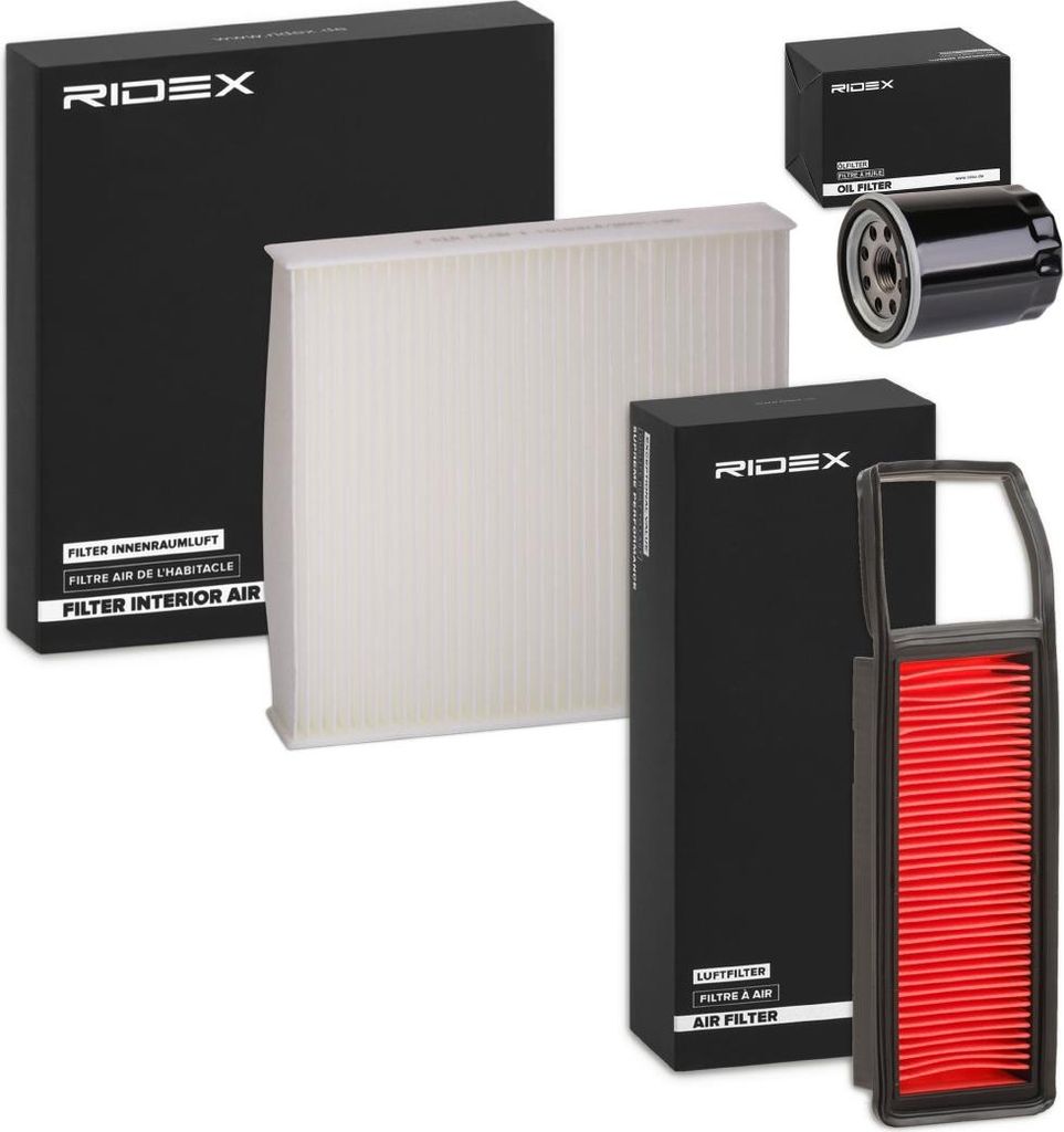 RIDEX Filterset Inspektionspaket Filtersatz für BMW 5 Limousine (F10) für HYUNDAI Tucson (NX4, NX4E) für HONDA Jazz II Schrägheck (GD, GE3, GE2)