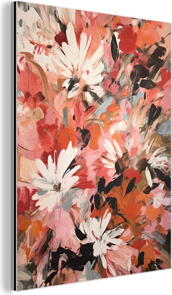 MuchoWow Wanddekoration Metall Metallbild Wandkunst 60x80 cm Blumen - Kunst - Abstrakt - Malerei MuchoWow Aluminium Gemälde - Wanddekoration Metall