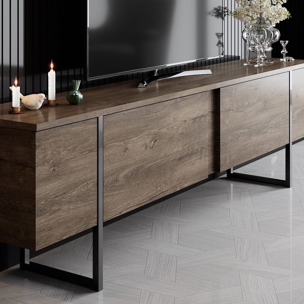 Skye Decor, Luxe - Walnut, Black, Fernsehtisch, Nussbaum, Produktbild 3