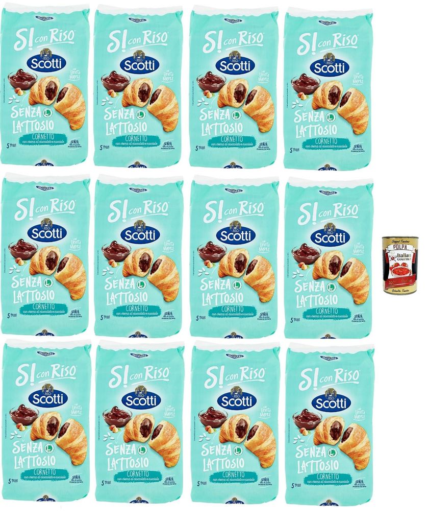 Riso Scotti, Si con Riso - Cornetti Senza Lattosio nocciola, Laktosefreie Croissants mit Haselnusscreme – Kuchen Laktosefreie süßer Snacks, ohn...