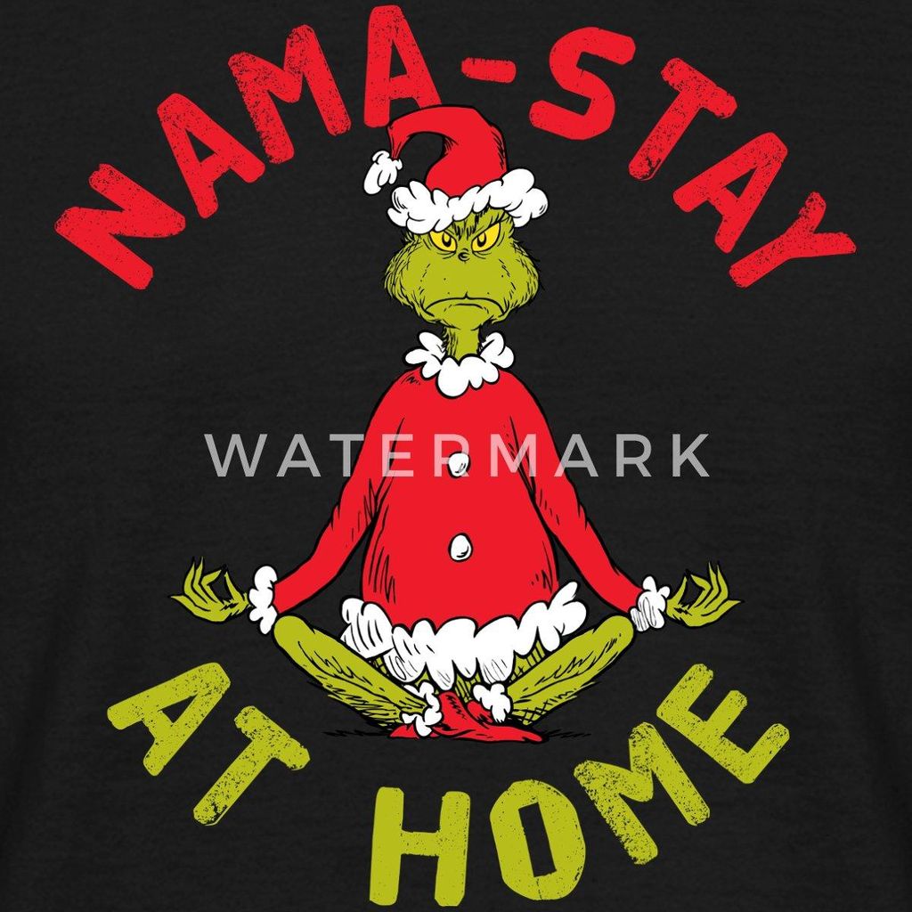 Spreadshirt Der Grinch Meditation Nama-Stay At Home Männer T-Shirt, 3XL, Schwarz