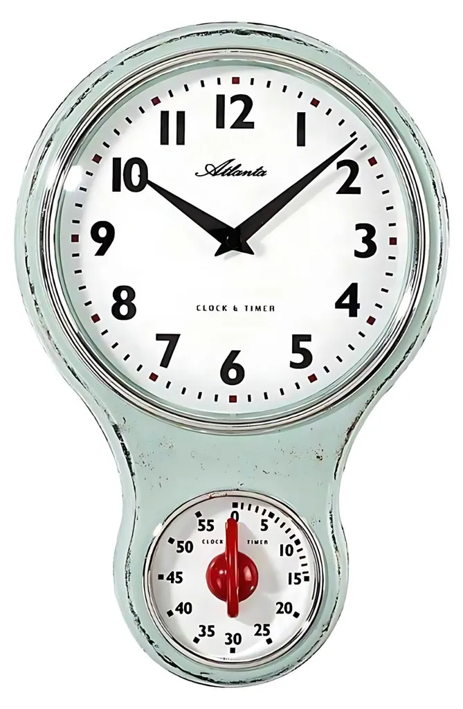 Horloge de cuisine Quartz Atlanta 6124/6 verte : Minuterie 60 min intégrée