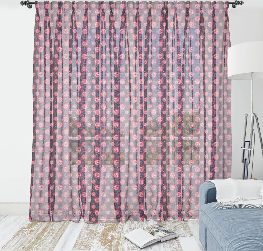 Tapisserie ABAKUHAUS Grenade et Pois 220x274 cm en Satin Gris et Rose