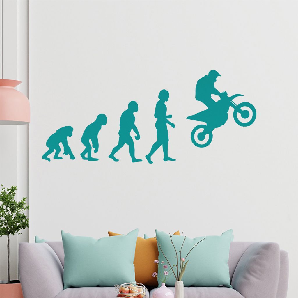 KIWISTAR Evolution Motocross Charles Darwin Wandtattoo in 6 Größen - Wandaufkleber Wall Sticker - Dekoration, Küche, Wohnzimmer, Schlafzimmer, B...