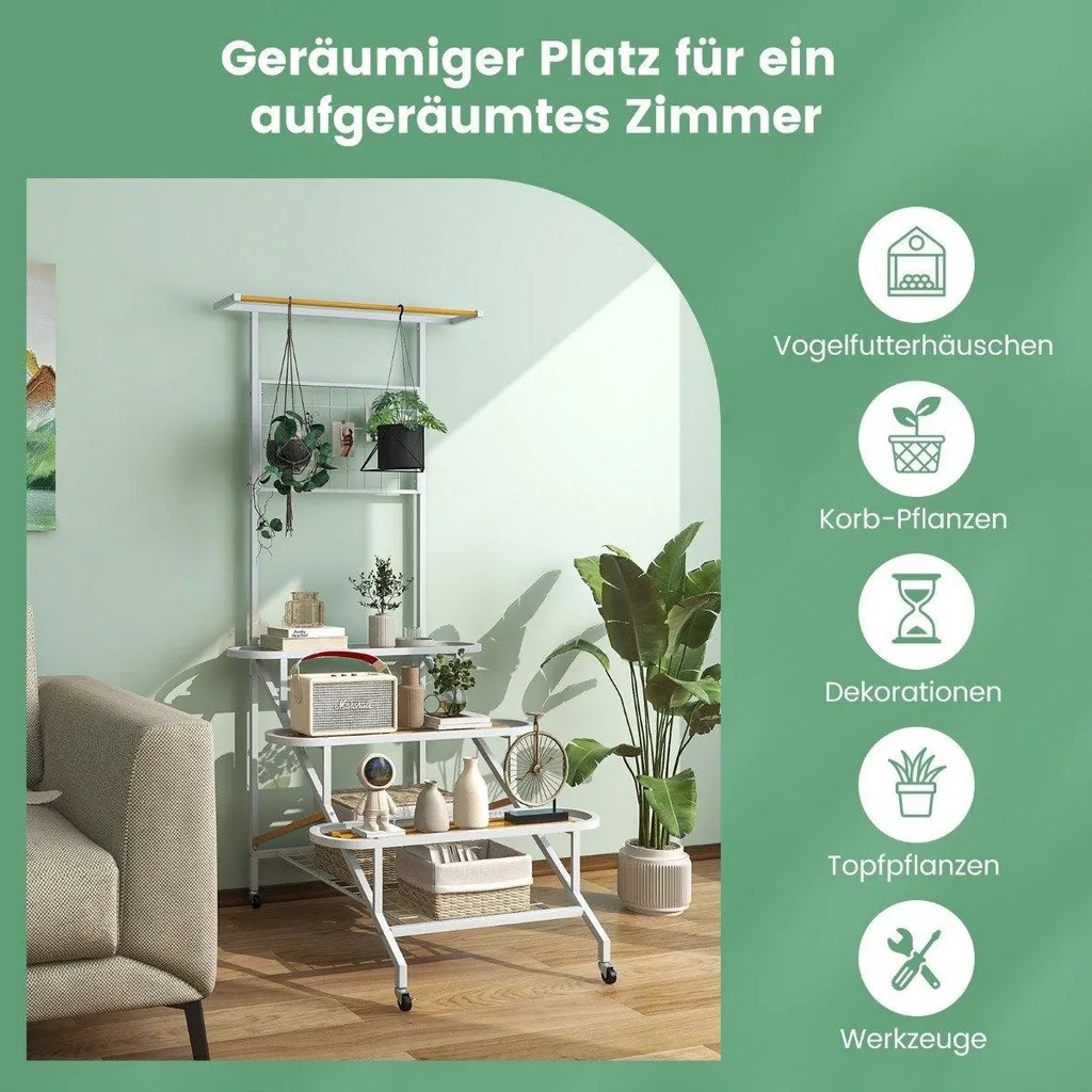Support pour plantes avec treillis 175 cm blanc - Escalier fleurs métal