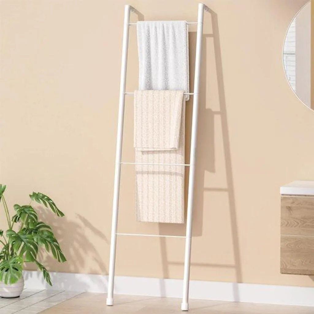 Porte-serviettes 4 couches blanc Allecto Premium - Métal robuste et décoratif