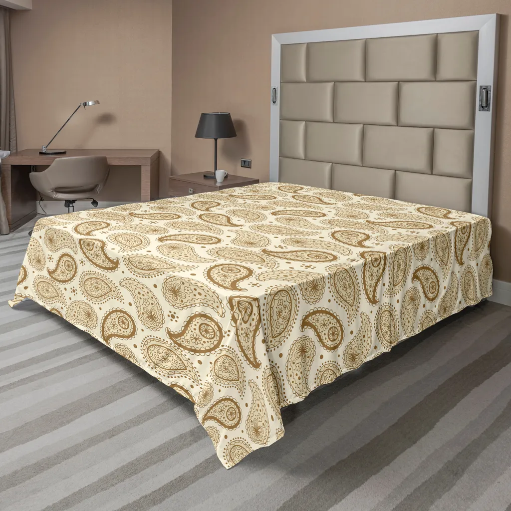 Lenzuolo Matrimoniale 260x228 Crema Paisley - Resistente ABAKUHAUS