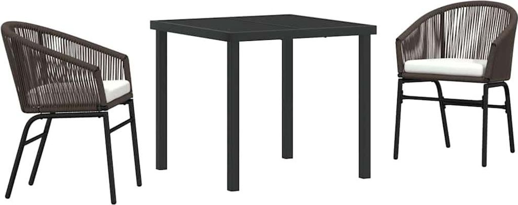 Garten Essgruppe 3 pcs Braun Pulverbeschichteter Stahl