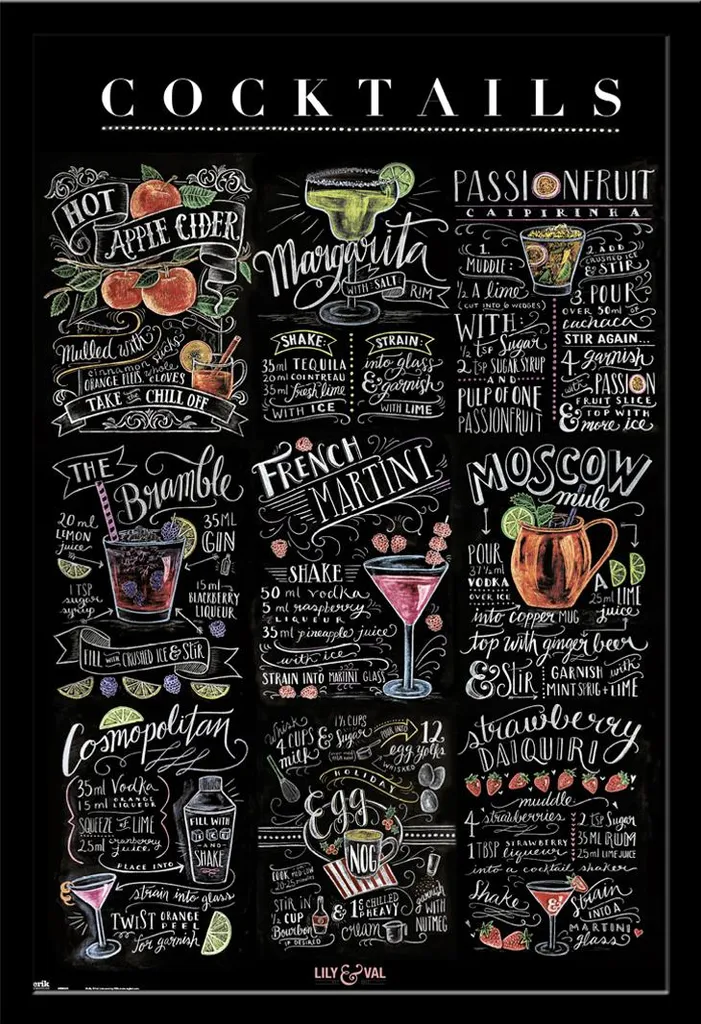 Poster Artistico Cocktail Lily & Val Cornice Shinsuke Maxi MDF