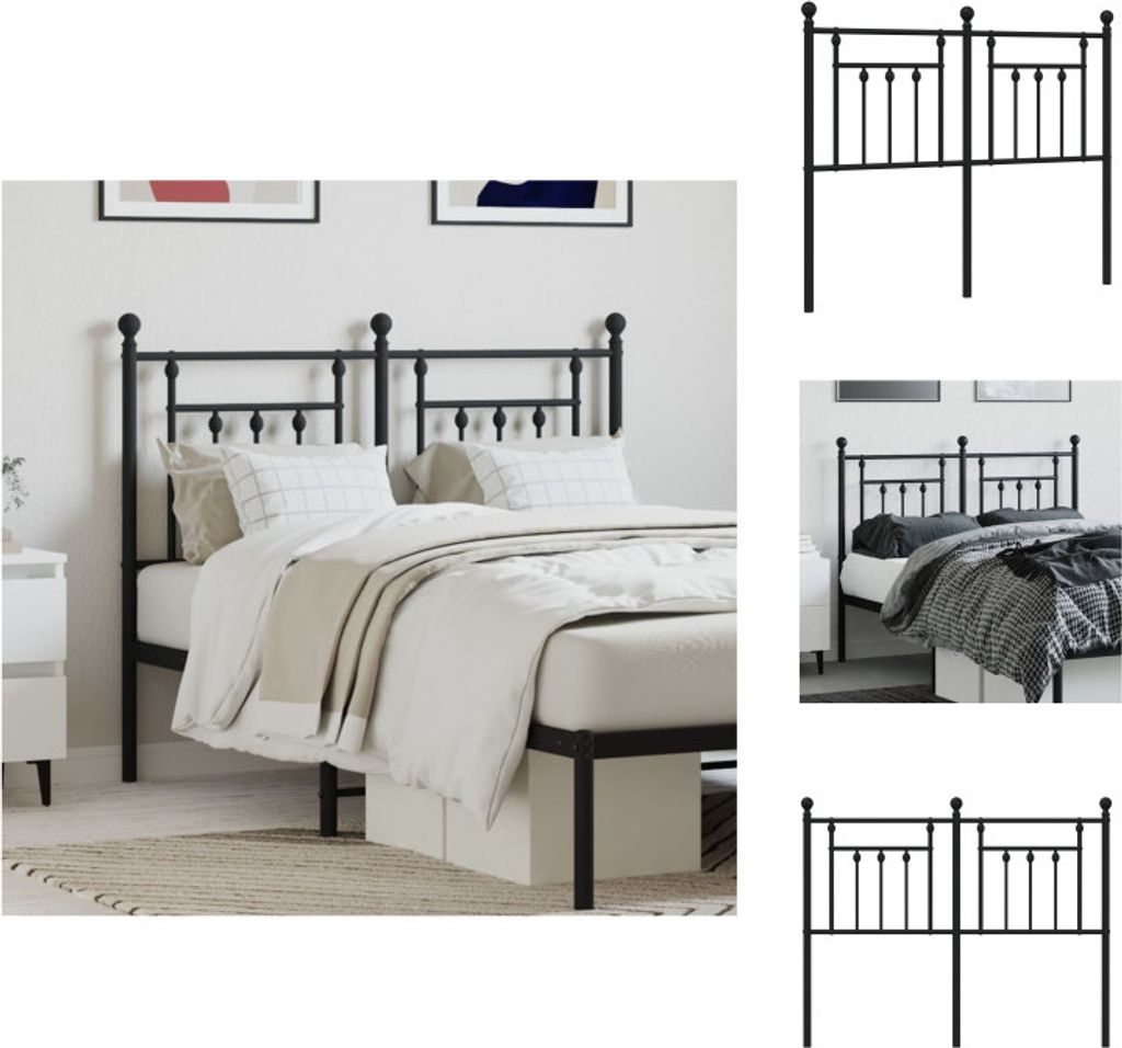 vidaXL Kopfteil Metall Schwarz 120 cm - Kopf- & Fußenden