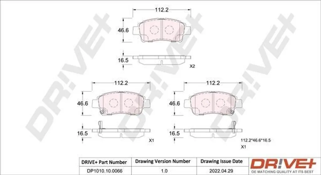 Jeu de plaquettes de frein avant pour Yaris P1 - Qualité OE 0446552030
