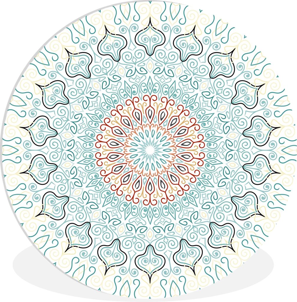MuchoWow Rundes Wandbild - Runde Bilder Hippie - Mandala - Blau - Bohème Ø 30 cm Kreis Wanddekoration Kunststoff - Wandkreis - Wandschmuck - Sc...