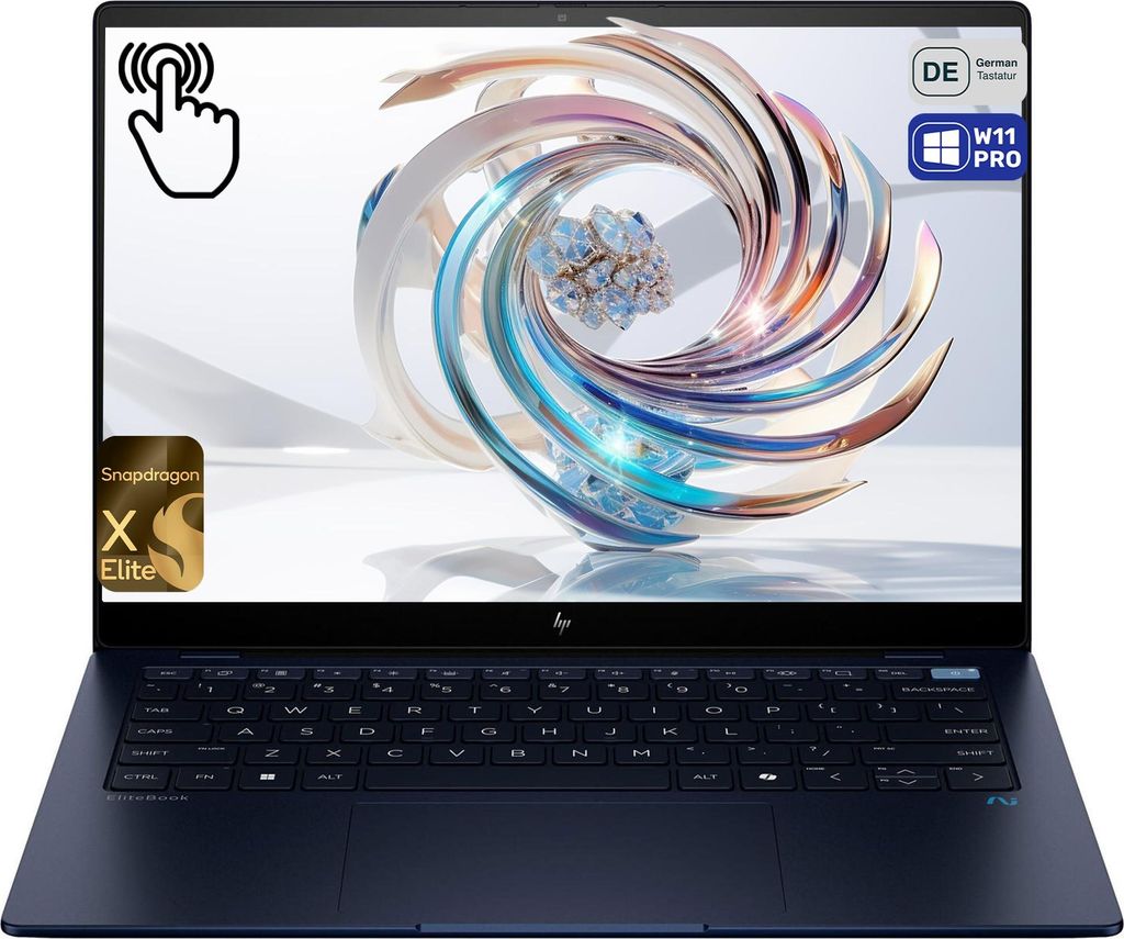 HP EliteBook Ultra G1q AI Laptop, X Elite X1E-78-100, 14" 2.2K IPS Touchscreen, QWERTZ Tastatur, W11 Pro, 16 GB RAM | 2 TB SSD