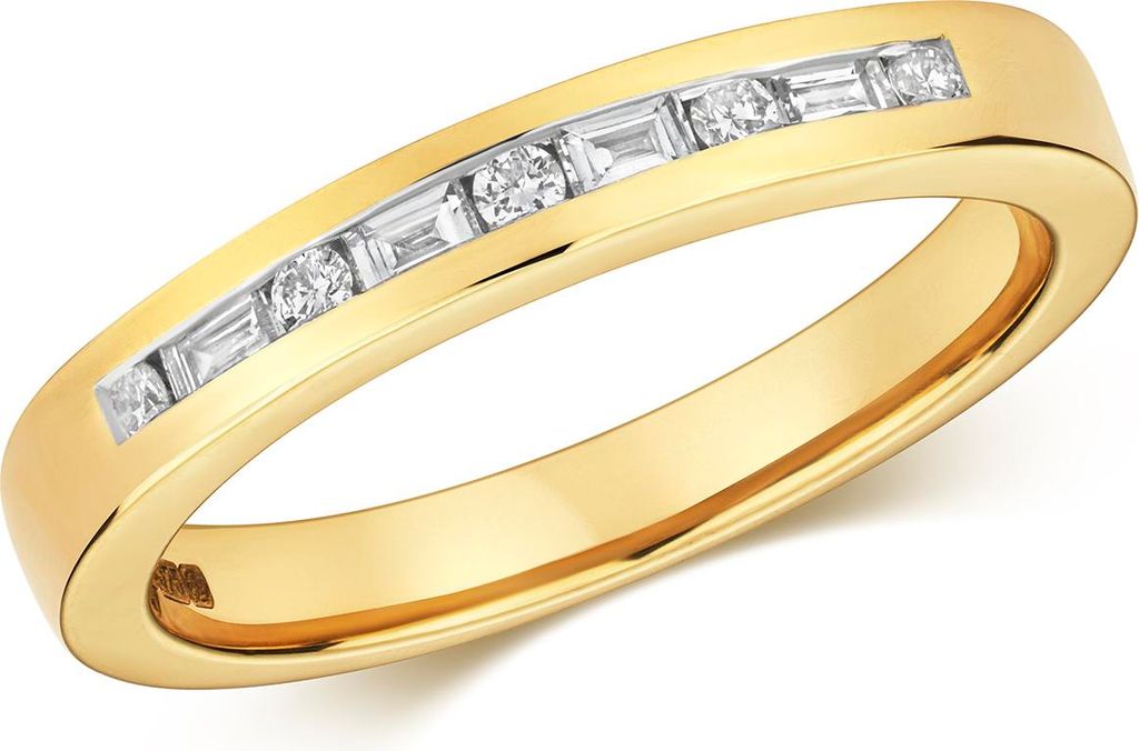 Funkelndes Feuer 9 Karat (375) Gold Halb Eternity Damen - Diamant Ring Brillant-Schliff 0.26 Karat G - I1 I2, 57 (18.1); TRS317539KYRSP