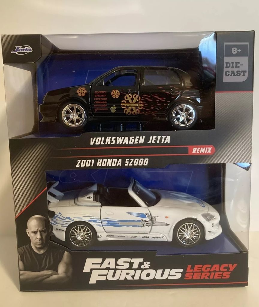 2er-Pack Auto VOLKSWAGEN Jetta Schwarz und HONDA S2000 2001 Silber FAST and Furious, JAD35389, Maßstab1/32, JADA TOYS