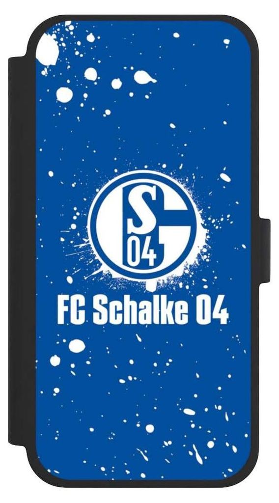 NIVOCASE Klapphülle für Apple iPhone 15 Plus Handyhülle aus Kunst Leder NIVOflip schwarz FC Schalke 04 Logo S04