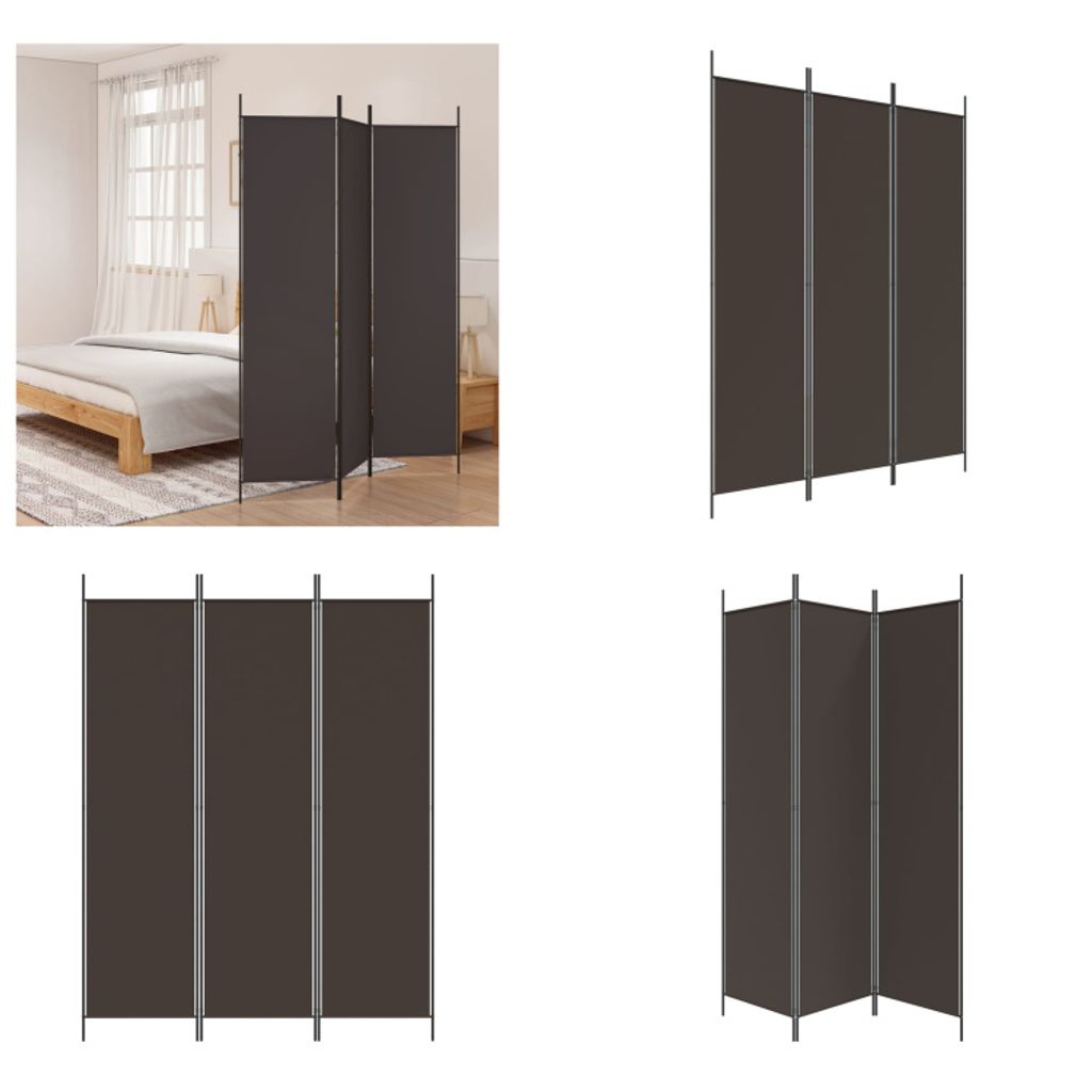 vidaXL 3 tlg. Paravent Braun 150x200 cm Stoff - Raumteiler - Paravent - Raumtrenner - Trennwand