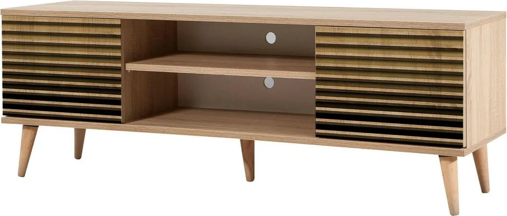 Meuble TV Salon 140 cm Enrica, Rangement Multimédia Style Scandinave