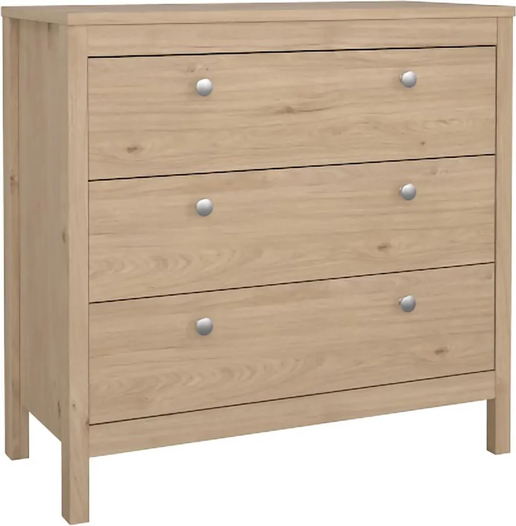 Commode de rangement Sagar marron en bois avec 3 grands tiroirs