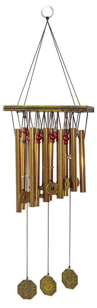 Klangspiel "Pakua mit 10 Aluminium Röhren und Münzen" Metal, Holz 15x55cm