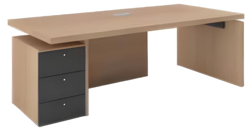 Bürotisch mit Nachttisch Arbeitszimmer Chef Exclusive CEO Helles Holz Modern Neu