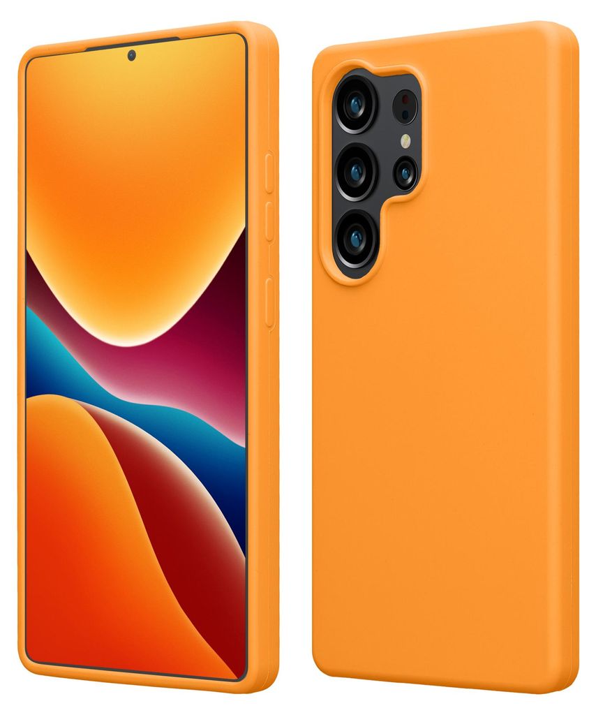 kwmobile Handyhülle für Samsung Galaxy S25 Ultra Hülle - Case Silikon - Kabelloses Laden - Schutzhülle Cover in Fruity Orange