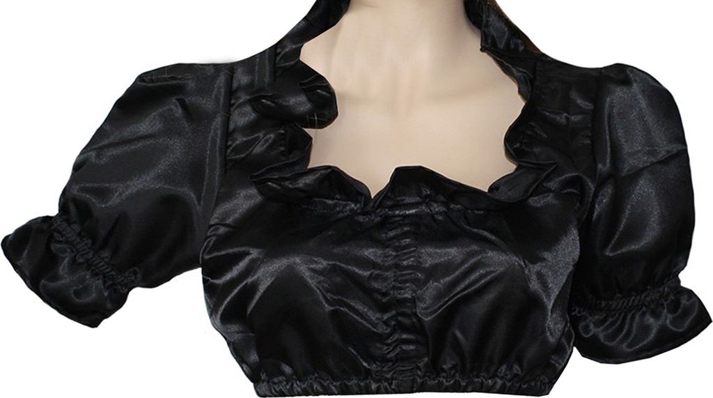 Dirndlbluse Trachtenbluse Bluse auch für Gastronomie Dirndl Schwarz, Größe:36