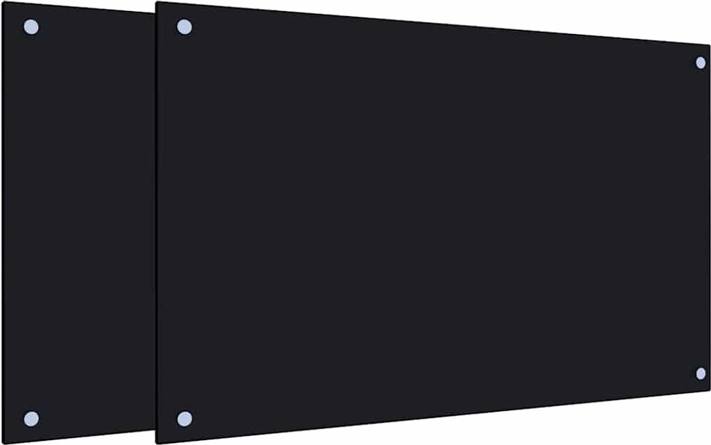 vidaXL Küchenrückwände 2 Stk. Schwarz 80x50 cm Hartglas