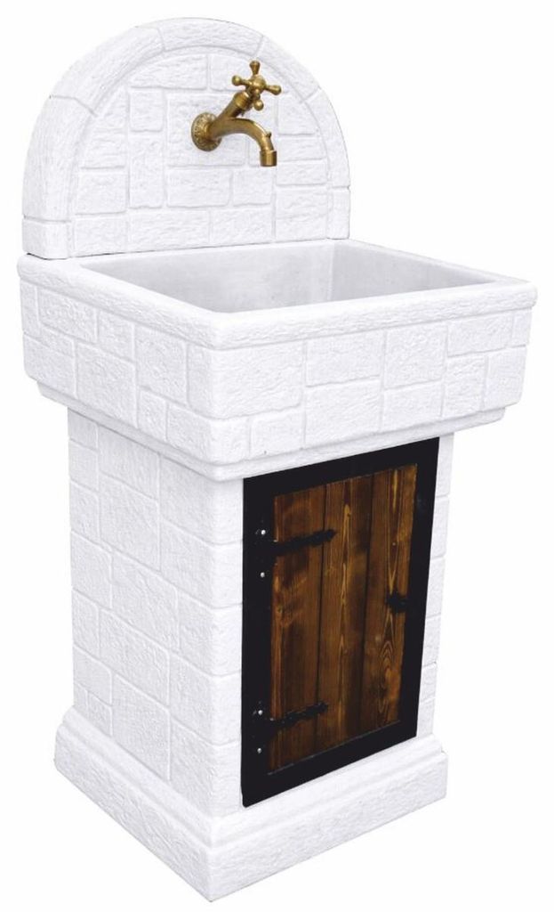 Casa Padrino Jugendstil Gartenspüle Weiß H. 120 cm - Garten Accessoires