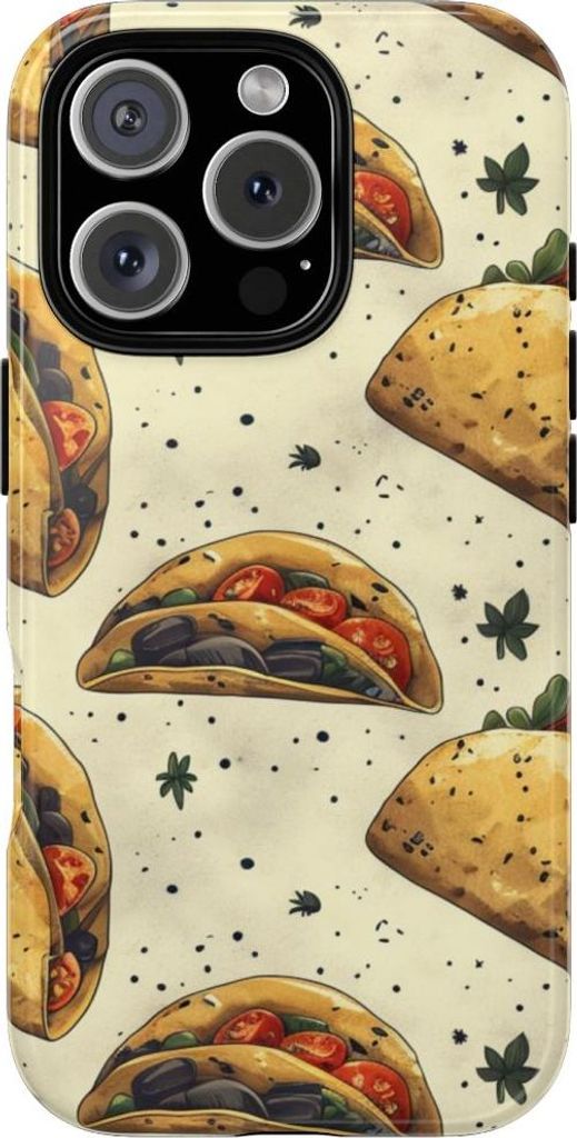 Lebhaftes Taco-Muster mit Kräutern – Hülle Kompatibel mit iPhone 16 Pro