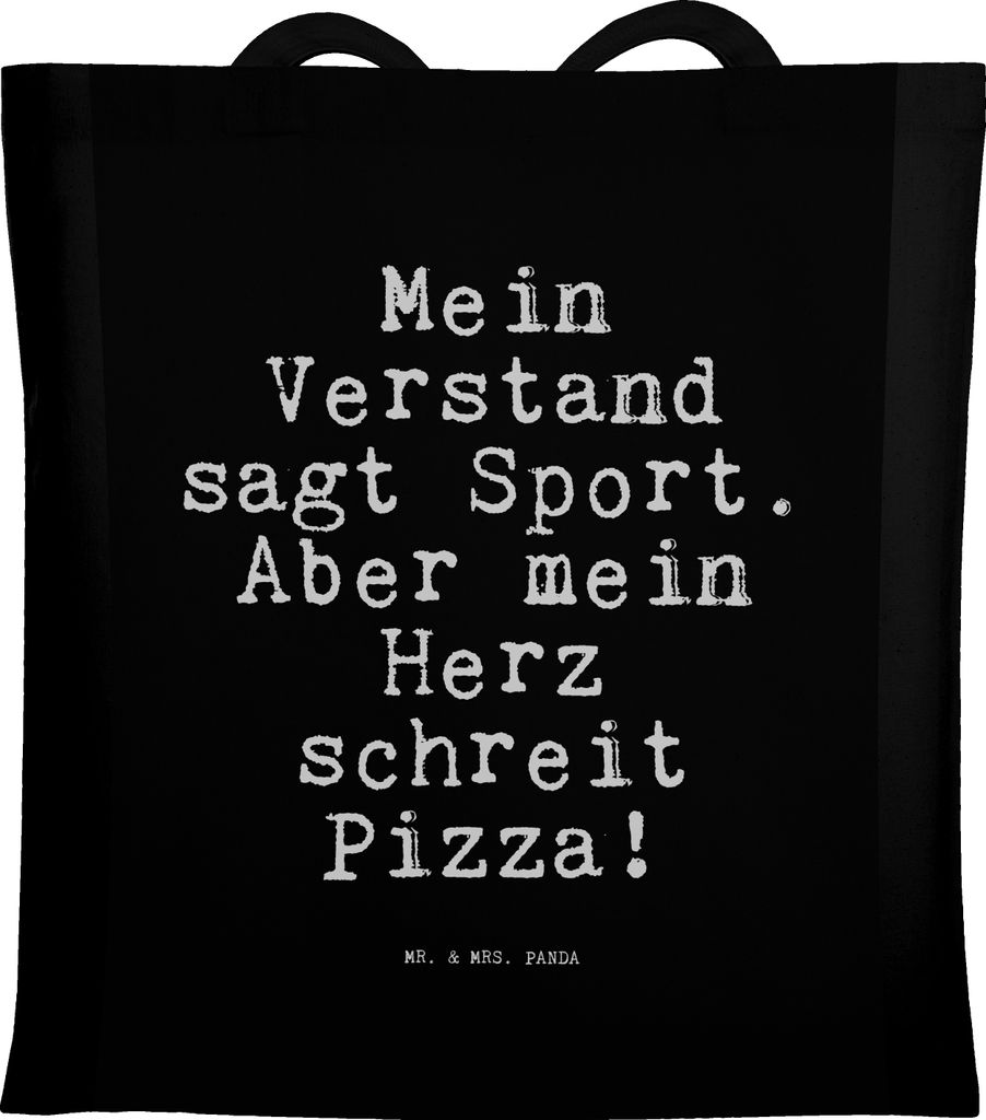 Mr. & Mrs. Panda Beutel Mein Verstand sagt Sport.... - Schwarz - Geschenk, Fitness, Backen, Frauen, Jutebeutel, Sprüche, Spruch, Freundin, Tote Ba...