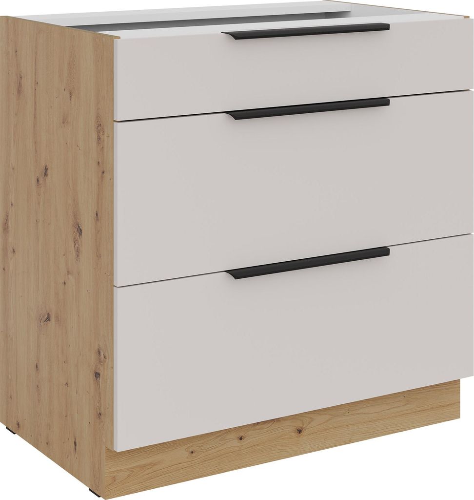 MIRJAN24 Unterschrank Solea 80D3SBB, Stilvoll Küche (Farbe: Artisan Eiche / Cashmere)