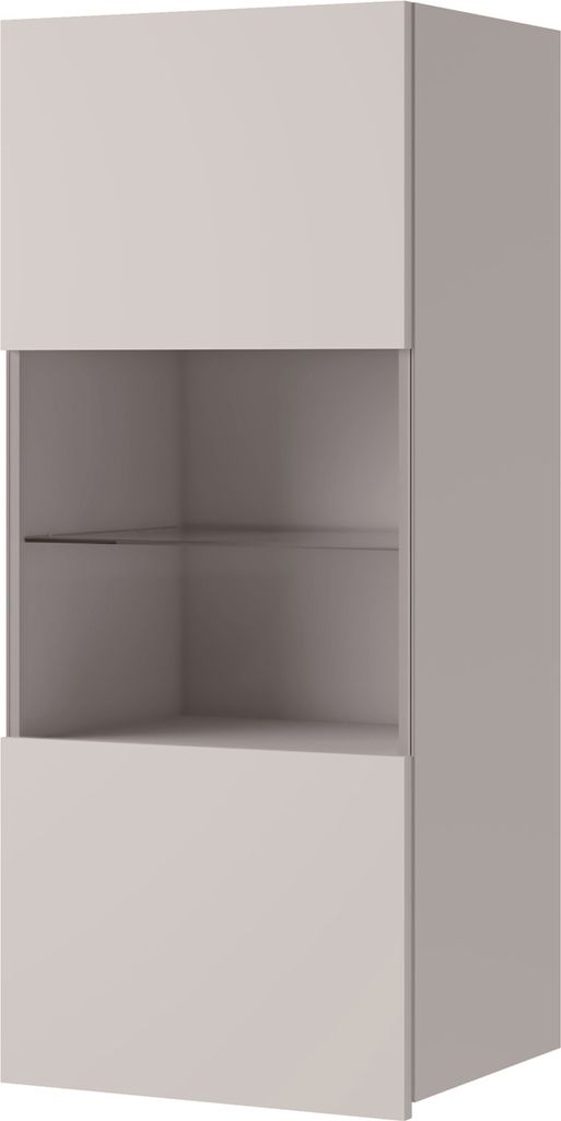 Vitrinenschrank CALABRINI C-16 Hängevitrine 45x117 cm Vitrine Glasfront Regalschrank Schrank Grifflos Modern (Kaschmir)
