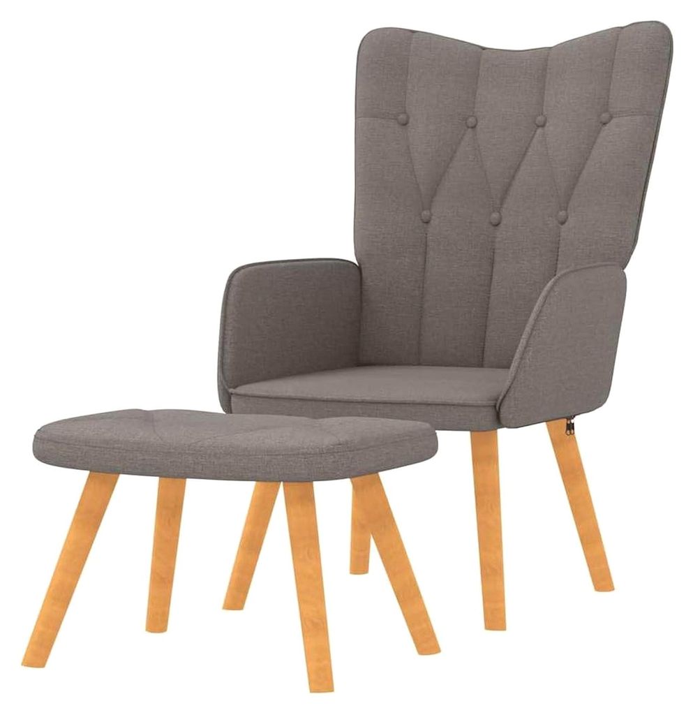 Relaxsessel mit Hocker in Taupe