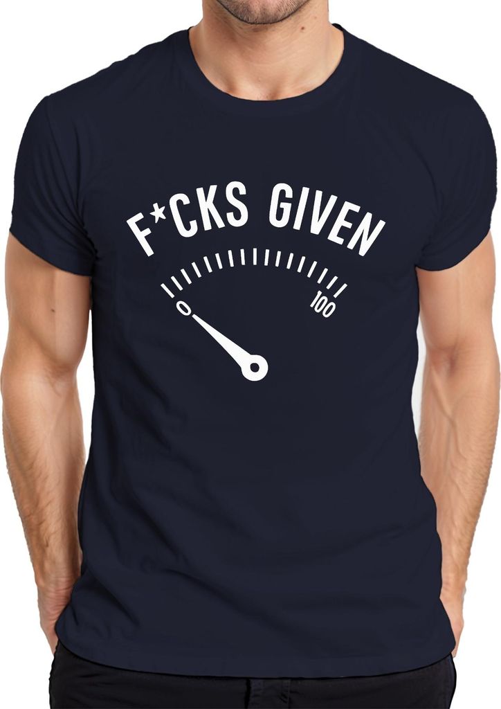 F*CKS GIVEN sarkastisch frech humor gelassenheit nullsorgen witzi Herren T-Shirt, Navy, M