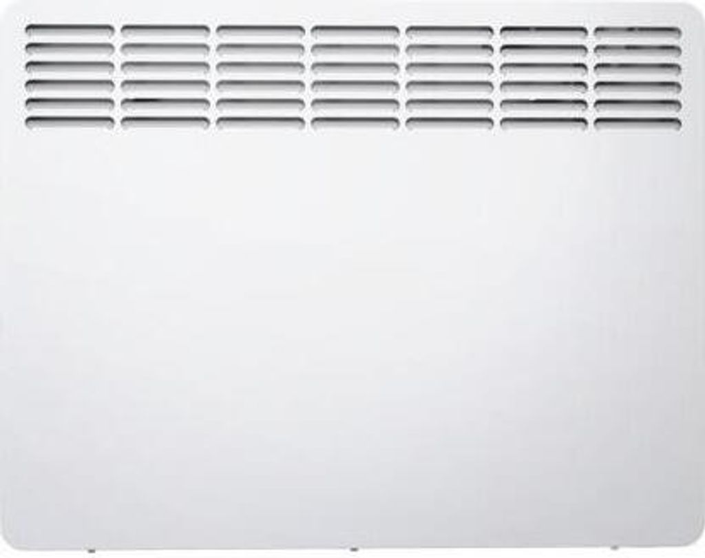 A white electric heater with vents at the top, set against a white background.