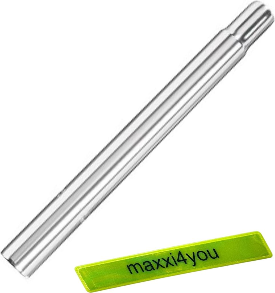 Humpert Ergotec Alu Kerzensattelstütze Ø 30.0mm / Länge 300 mm in Silber inkl. maxxi4you Reflexband
