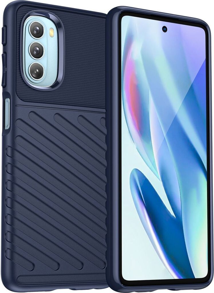 Mobigear Groove Motorola Moto G51 5G Hülle Flexibles TPU Backcover - Blau