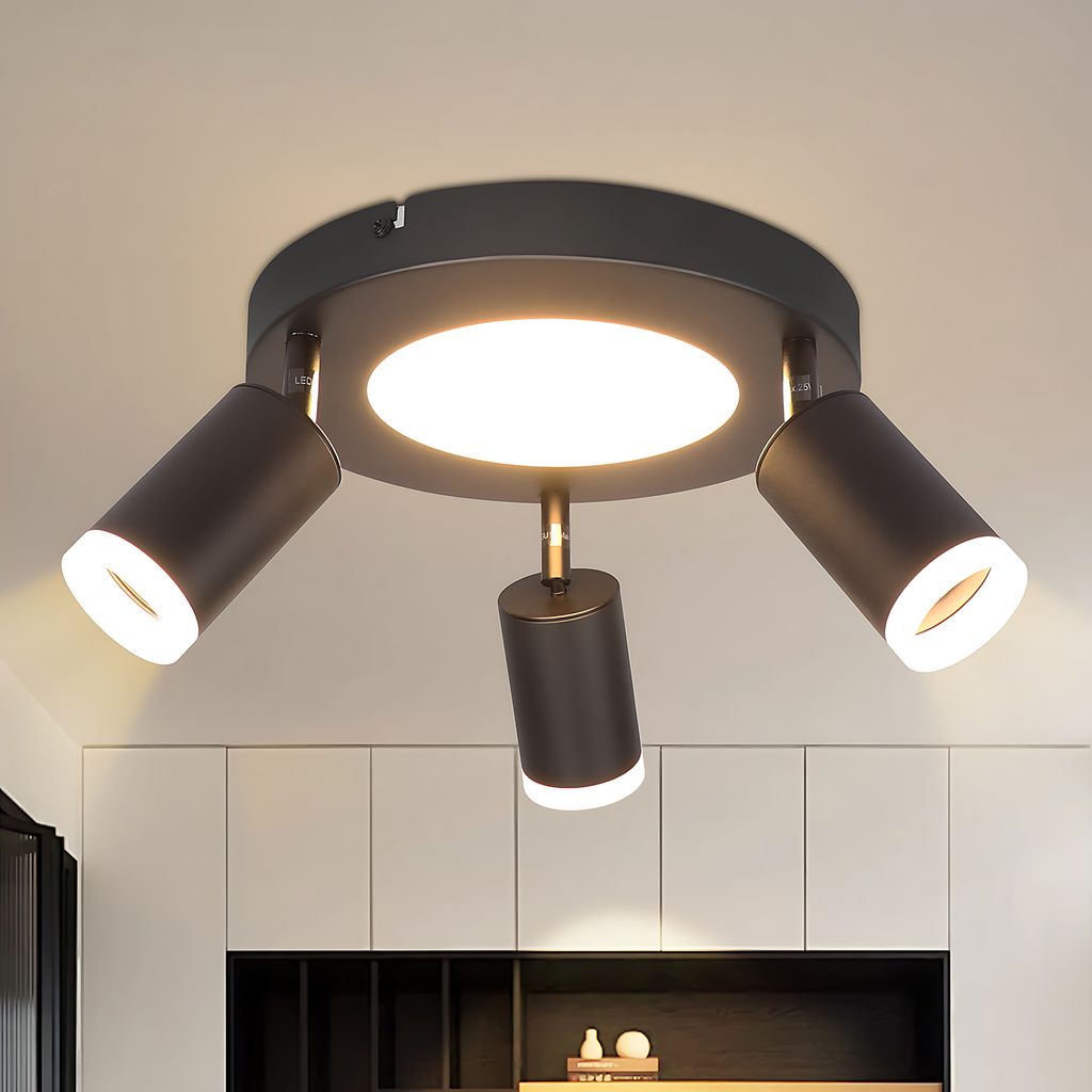 ZMH Deckenleuchte Led Deckenspot 3 Flammig GU10 - Schlafzimmerlampe 3000k Schwarz Küchenlampe 20W Deckenstrahler Schwenkbar Flurlampe Metall für ...