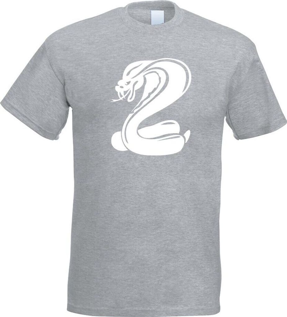 Kiwistar - T-Shirt - Graumeliert - Kobrasymbol - Schlangenkopf Motiv Bedruckt Funshirt Design Print - mit Motiv Bedruckt - Funshirt Design - Sport ...
