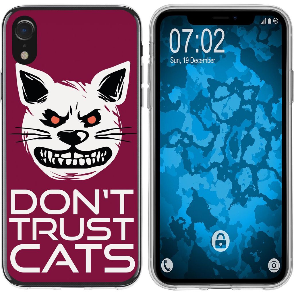 PhoneNatic Case kompatibel mit Apple iPhone Xr Silikon-Hülle Crazy Animals Katze M1