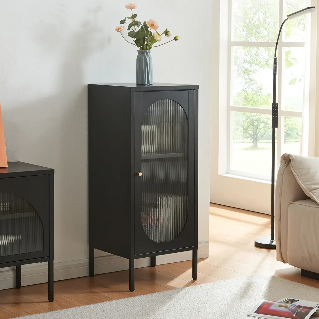 Petit buffet bas Karlskrona meuble de rangement 102x43 cm coloris noir